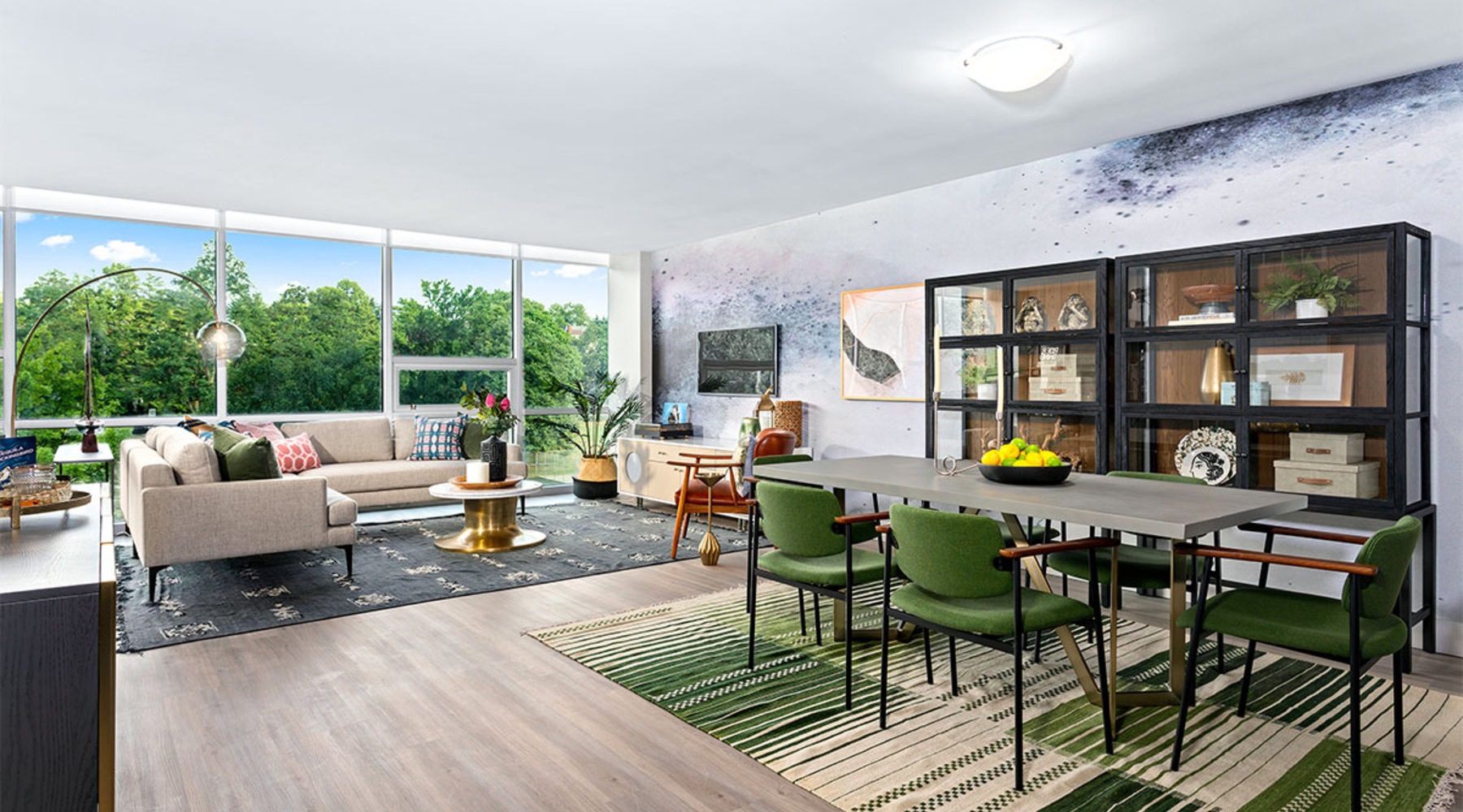 The essence of exceptional living lounge room with wooden flooring