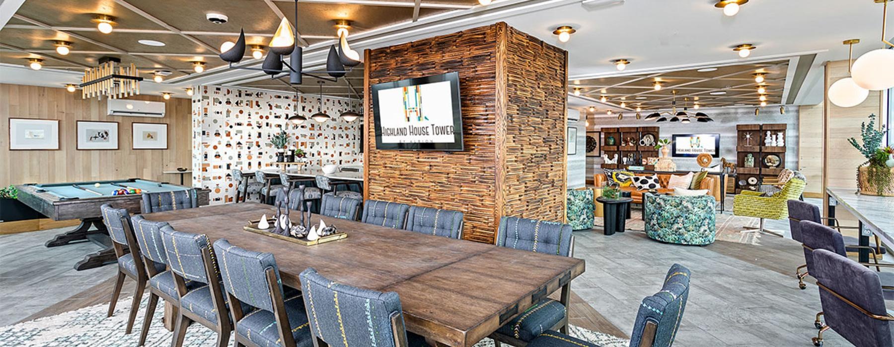 lounge area with a large table